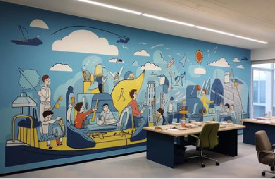 钟祥办公室墙绘的特点。